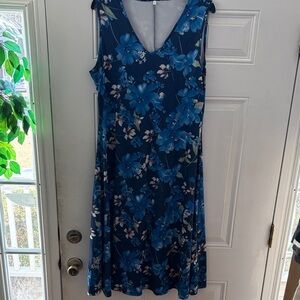 Floral Blue Sleeveless Dress